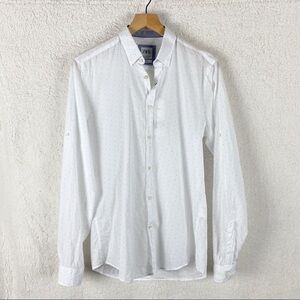 Zara Slim Fit White button down Blue Dot Size:  S